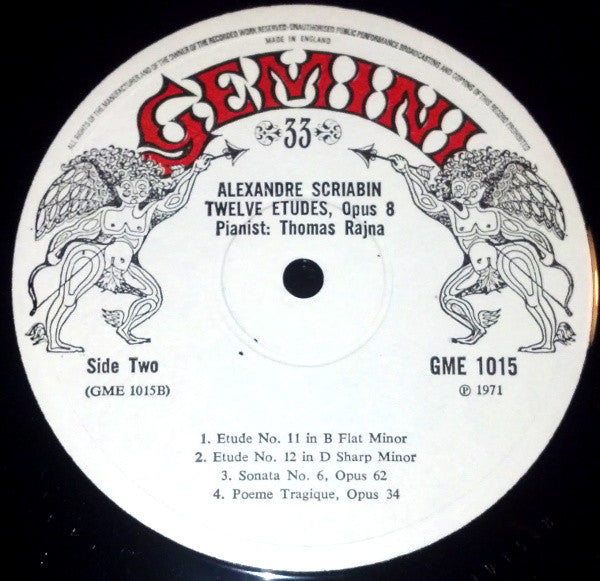 Alexander Scriabin, Thomas Rajna : Thomas Rajna Plays The Scriabin Etudes (LP)