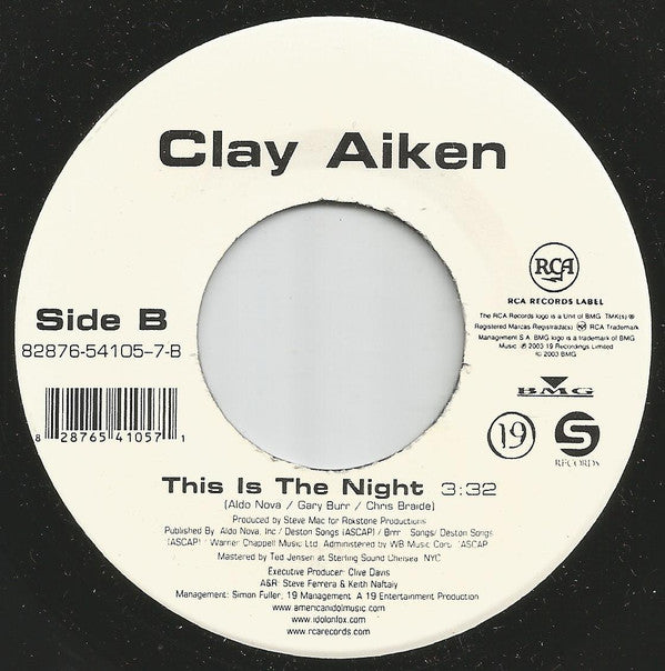 Clay Aiken : Bridge Over Troubled Water / This Is The Night  (7")