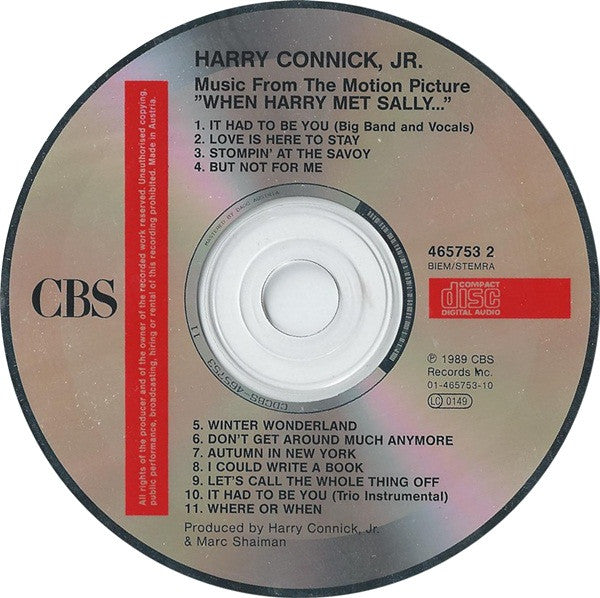 Harry Connick, Jr. : Music From The Motion Picture "When Harry Met Sally..." (CD, Album, Comp)
