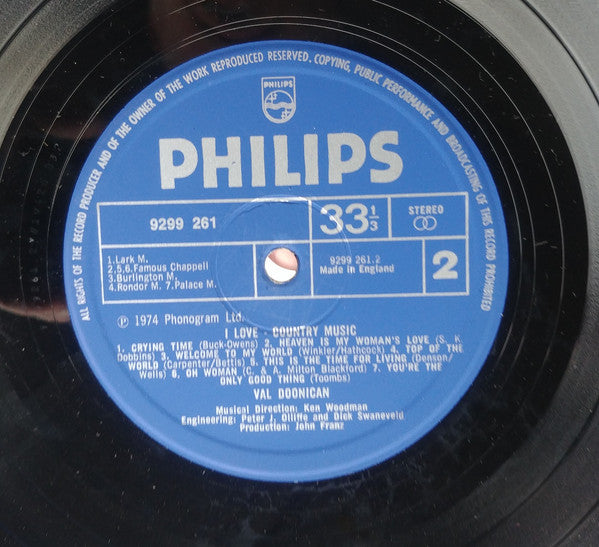 Val Doonican : I Love Country Music (LP, Album)