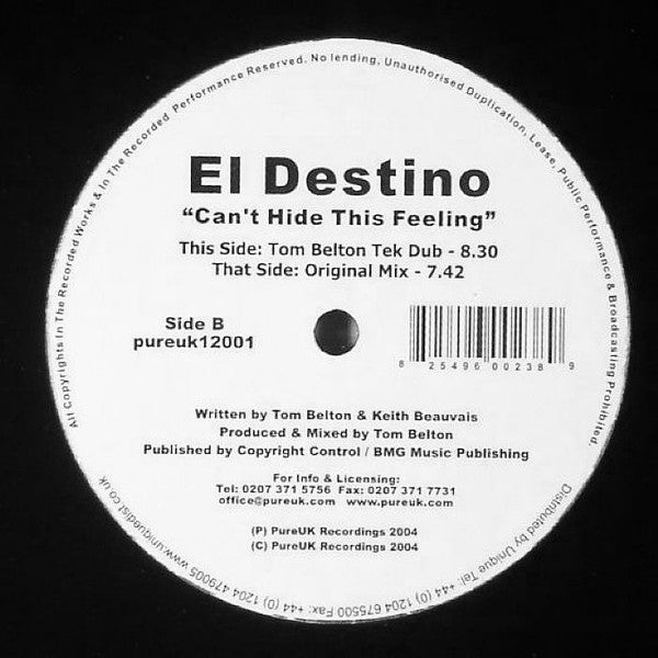 El Destino : Can't Hide This Feeling (12")