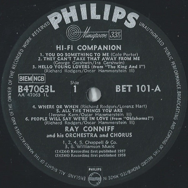 Ray Conniff And His Orchestra & Chorus : The Ray Conniff Hi-Fi Companion (2xLP, Comp, Mono)