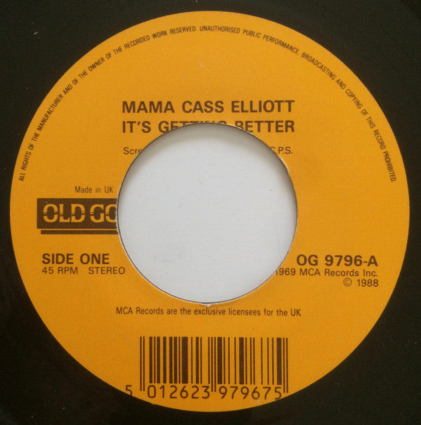 Mama Cass Elliott* : It's Getting Better (7", Single, RE)