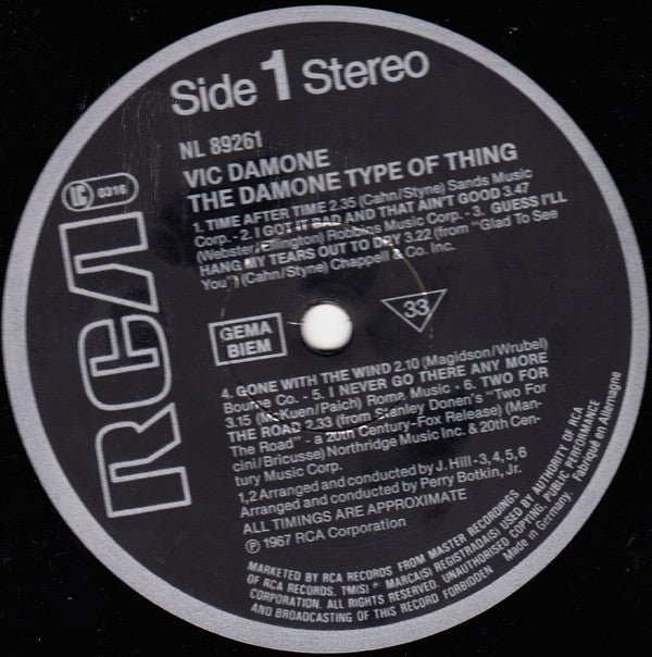 Vic Damone : The Damone Type Of Thing (LP, Album, RE)