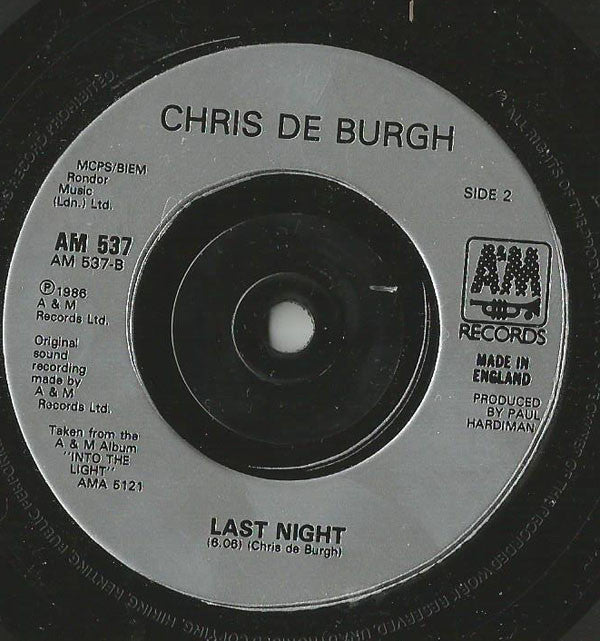 Chris De Burgh : Diamond In The Dark (7", Single)
