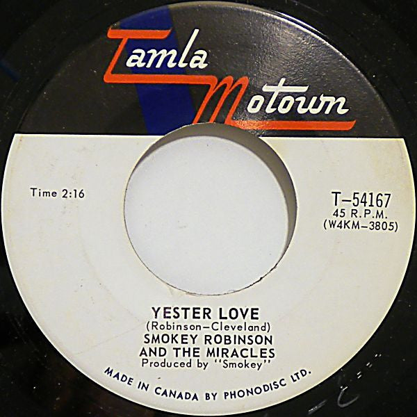 The Miracles : Yester Love (7", Single, Mono)