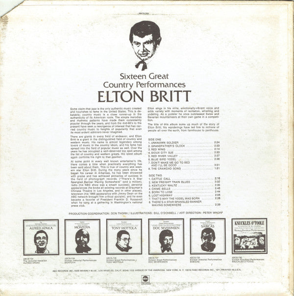 Elton Britt : Sixteen Great Country Performances (LP, Album, Comp)