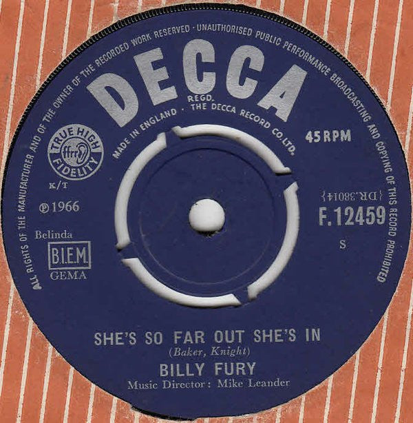 Billy Fury : Give Me Your Word (7", Single)