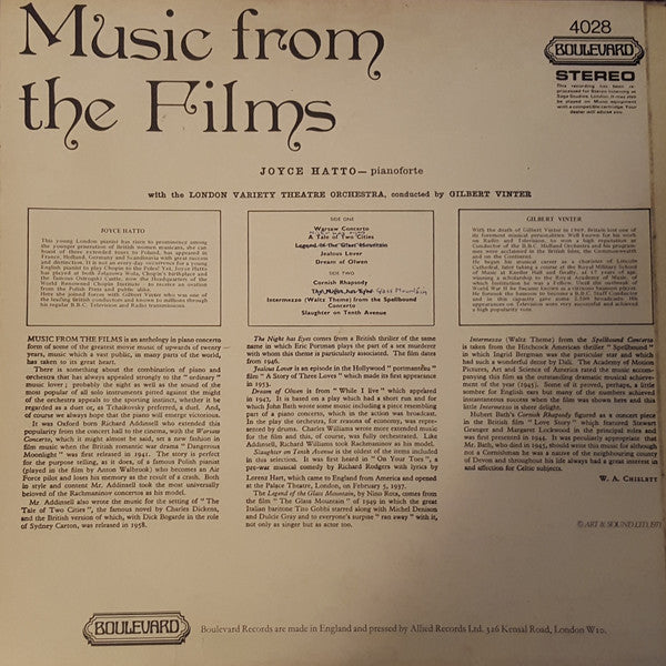 Joyce Hatto : Music From The Films - Volume 1 (LP, Album, RE)