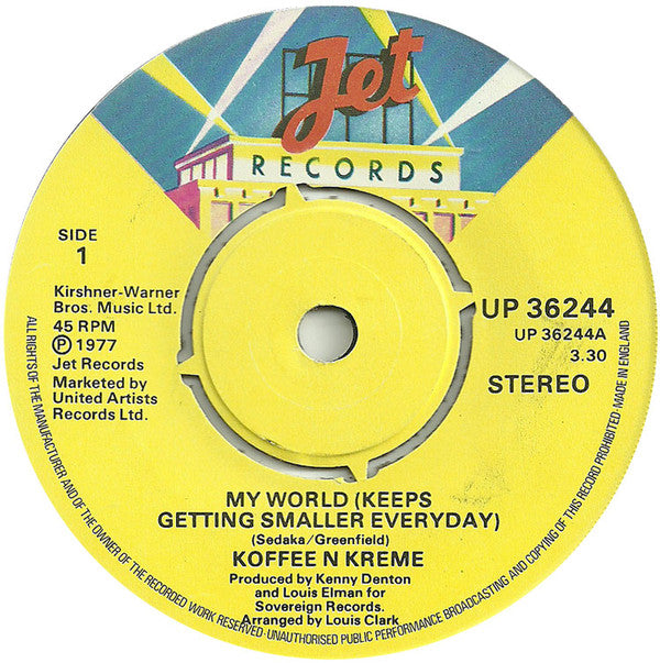 Koffee N' Kreme : My World (Keeps Getting Smaller Everyday) (7", Single)
