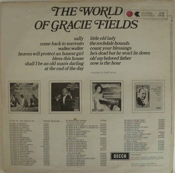 Gracie Fields : The World Of Gracie Fields (LP, Comp, Mono)