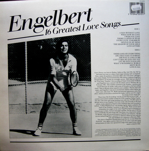 Engelbert Humperdinck : 16 Greatest Love Songs (LP, Comp)