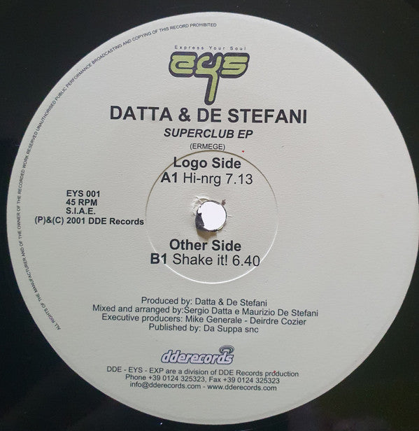 Datta & De Stefani : Superclub E.P. (12", EP)