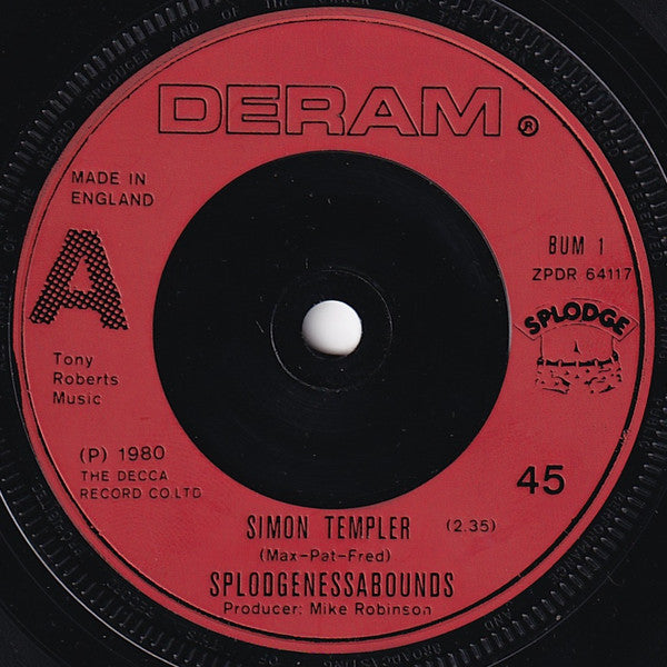 Splodgenessabounds : Simon Templer (7", Single)