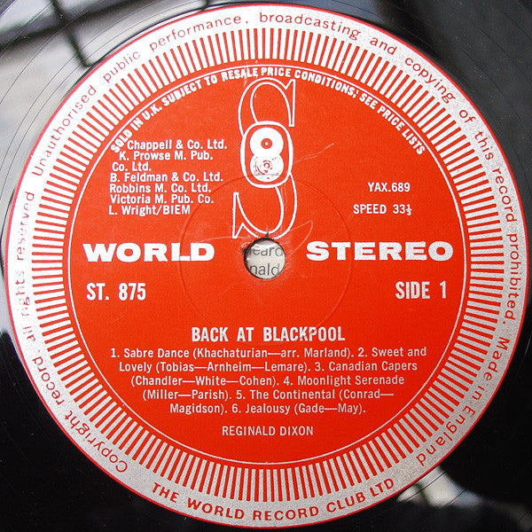 Reginald Dixon : Back In Blackpool (LP, Club)