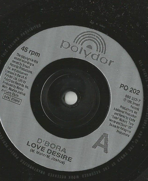 D'Bora : Love Desire  (7", Single)