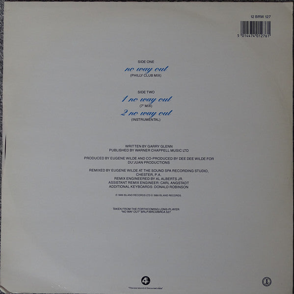 Dee Dee Wilde : No Way Out (12", Single)
