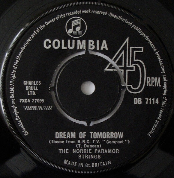 The Norrie Paramor Strings : Dream Of Tomorrow (7")