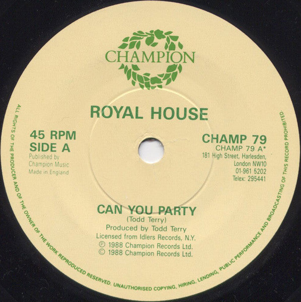 Royal House : Can You Party (7", Single, Pic)