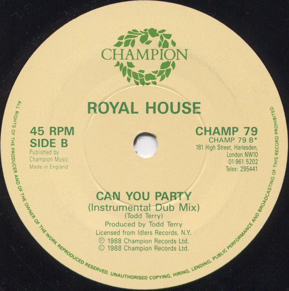 Royal House : Can You Party (7", Single, Pic)