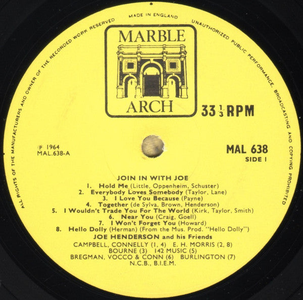 Joe "Mr Piano" Henderson : Join In With Joe (LP)