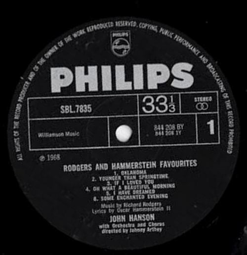 John Hanson (3) : Rodgers And Hammerstein Favourites (LP)