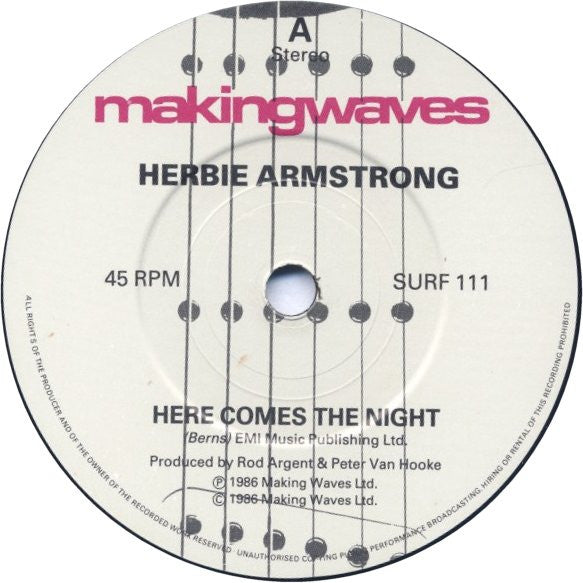 Herbie Armstrong : Here Comes The Night (7")