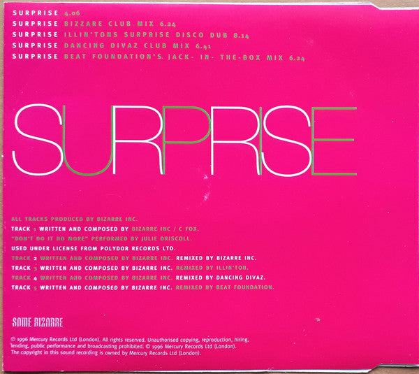 Bizarre Inc : Surprise (CD, Single)
