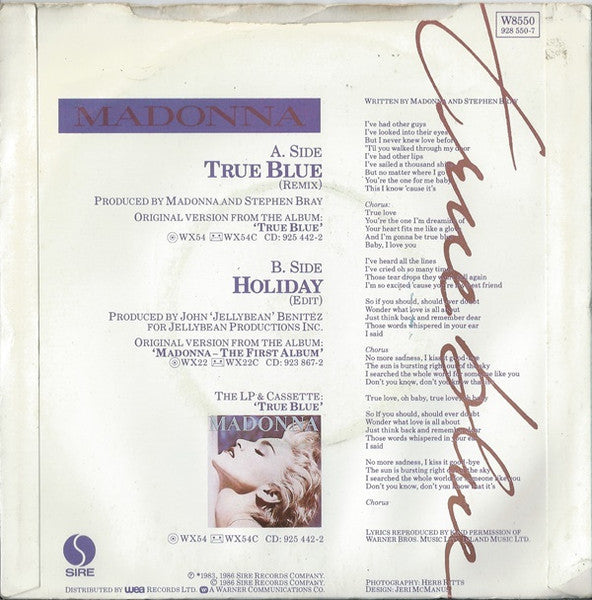 Madonna : True Blue (Remix) (7", Single, Sil)