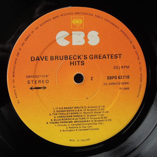 Dave Brubeck : Dave Brubeck's Greatest Hits (LP, Comp)