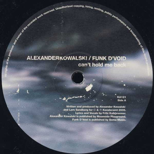 Alexander Kowalski : Can't Hold Me Back (12")