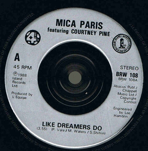 Mica Paris Featuring  Courtney Pine : Like Dreamers Do (7", Single, Sil)