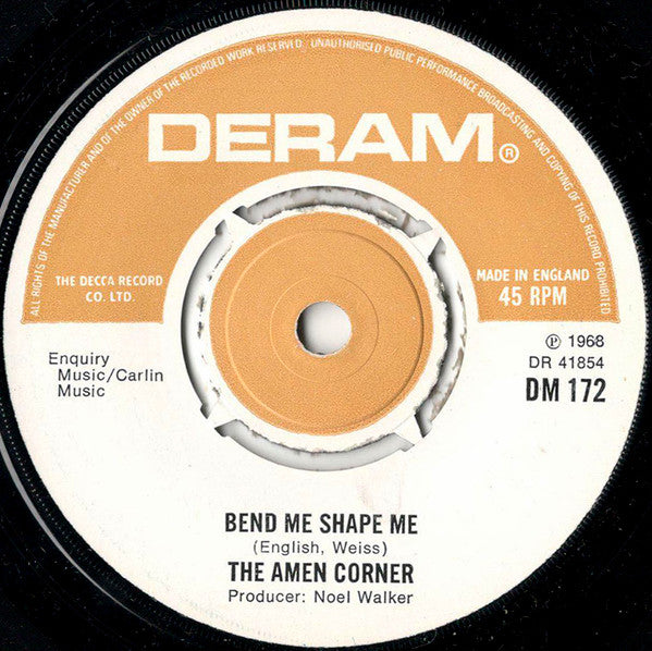 Amen Corner : Bend Me Shape Me / Satisnek The Job's Worth (7", Single, RE, 4-P)