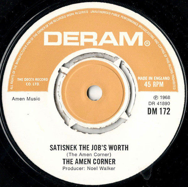 Amen Corner : Bend Me Shape Me / Satisnek The Job's Worth (7", Single, RE, 4-P)