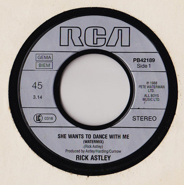 Rick Astley : She Wants To Dance With Me (7", Single)
