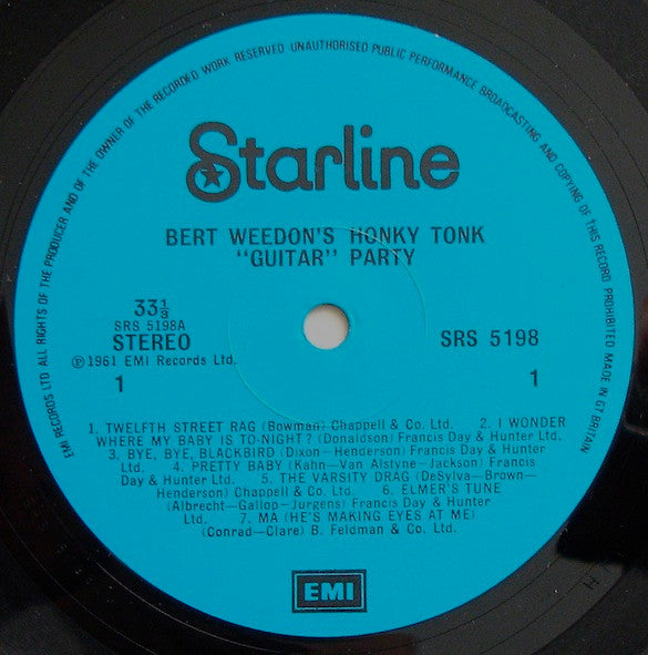 Bert Weedon : Honky Tonk "Guitar" Party (LP, Album, RE)