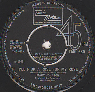 Marv Johnson : I'll Pick A Rose For My Rose (7", Single, Pus)