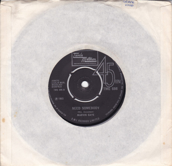 Marvin Gaye : I Heard It Through The Grapevine / Need Somebody (7", Single, RP)