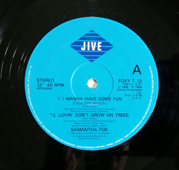Samantha Fox : I Wanna Have Some Fun (12", Single, Ltd)