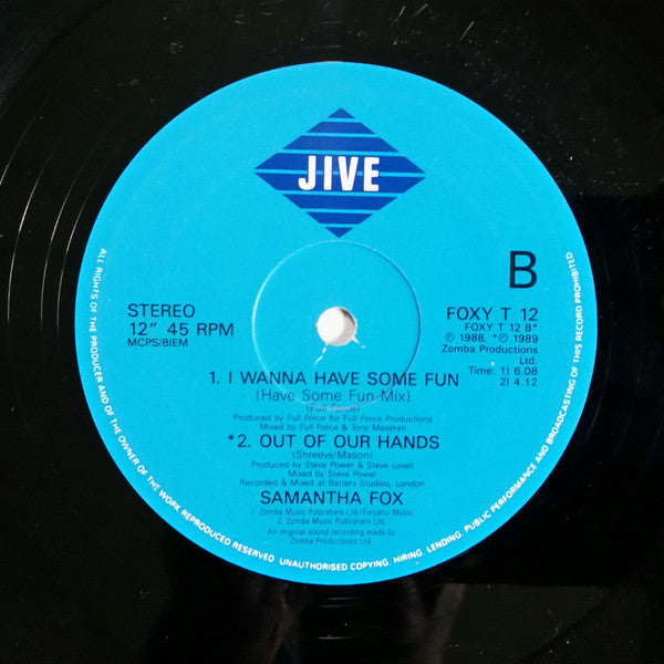 Samantha Fox : I Wanna Have Some Fun (12", Single, Ltd)