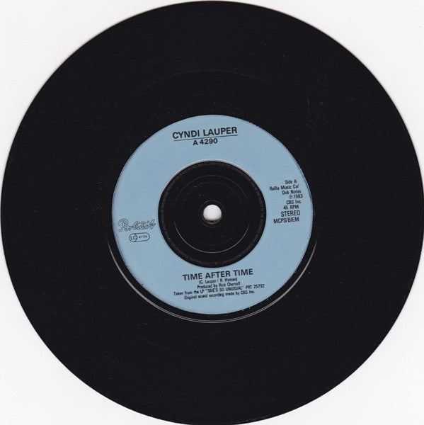 Cyndi Lauper : Time After Time (7", Single, Blu)