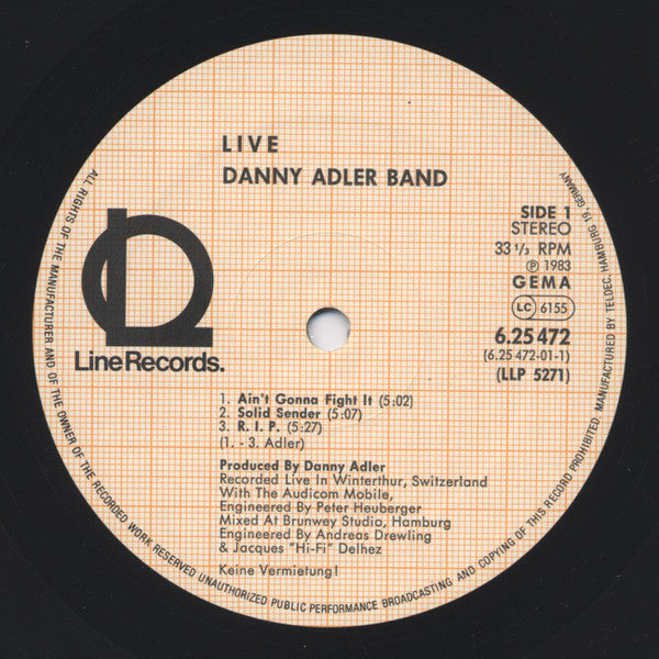 Danny Adler Band : Live! (LP)