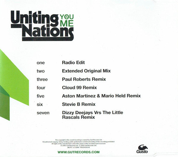 Uniting Nations : You And Me (CD, Single, Promo)
