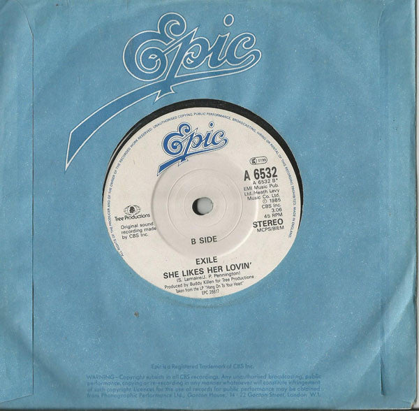 Exile (7) : Hang On To Your Heart (7", Single)