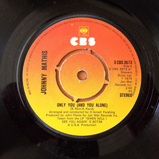 Johnny Mathis : Only You (And You Alone) (7")