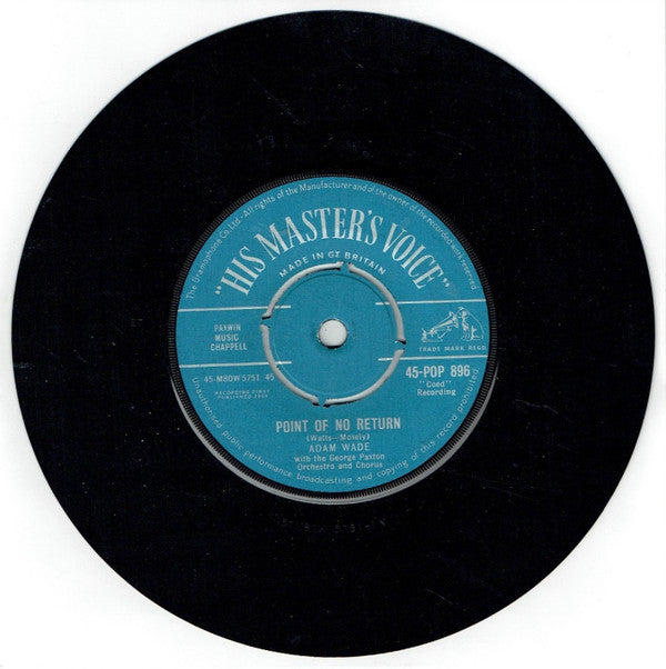 Adam Wade (2) With George Paxton And His Orchestra And Chorus : Point Of No Return / The Writing On The Wall (7", Single)