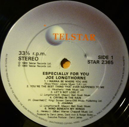 Joe Longthorne : Especially For You (LP, Album)