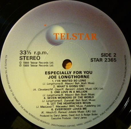 Joe Longthorne : Especially For You (LP, Album)