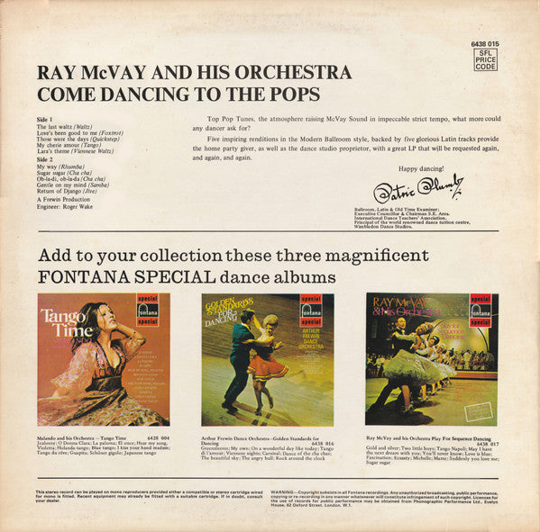 Ray McVay & His Orchestra : Come Dancing To The Pops (LP)