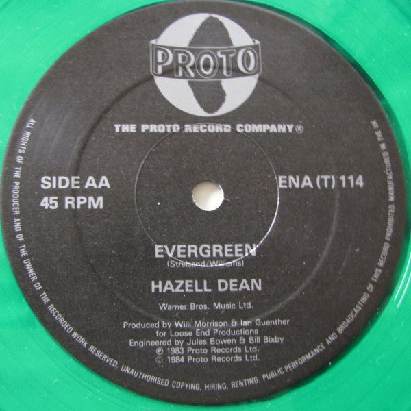 Hazell Dean : Evergreen / Jealous Love (12", Single, Gre)